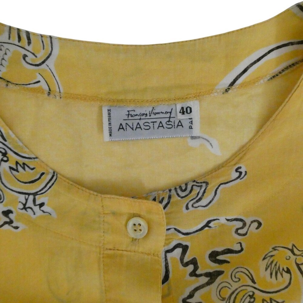 vtg ANASTASIA PARIS Francois Viannay tropical priont cotton top F 40 US 8 M - Picture 4 of 5